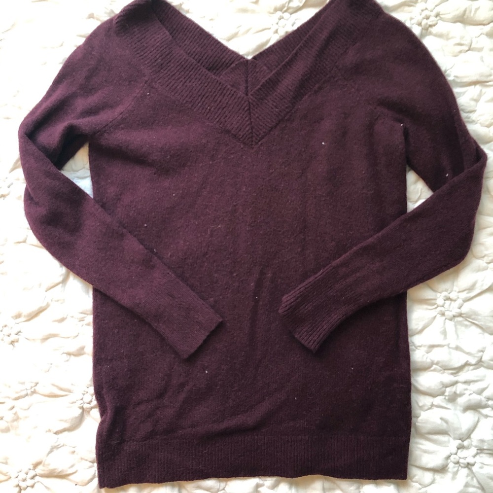 Burgundy V-Neck Sweater